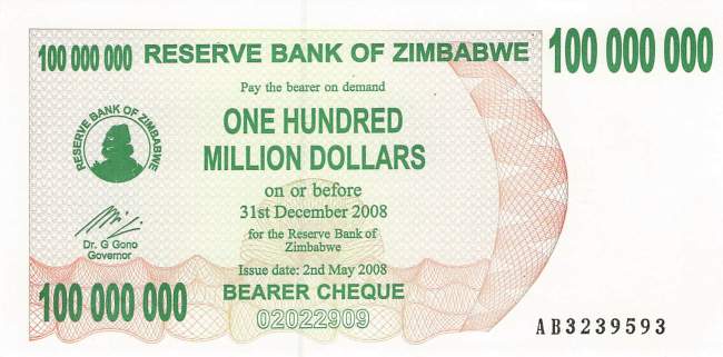 100 Dollars Zimbabwe p.42 2006